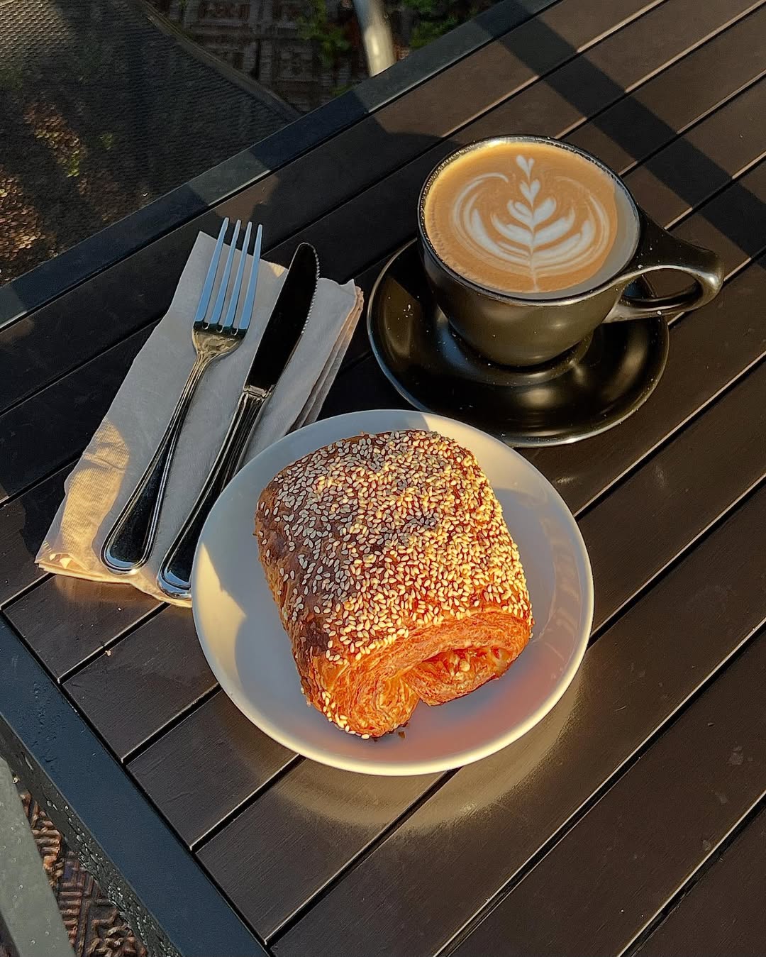 Fresh pastry and latte